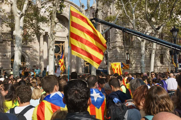 카탈루냐 사람들의 카탈루냐 투표에 스페인 결정에 항의의 바르셀로나 카탈로니아 스페인 — 스톡 사진