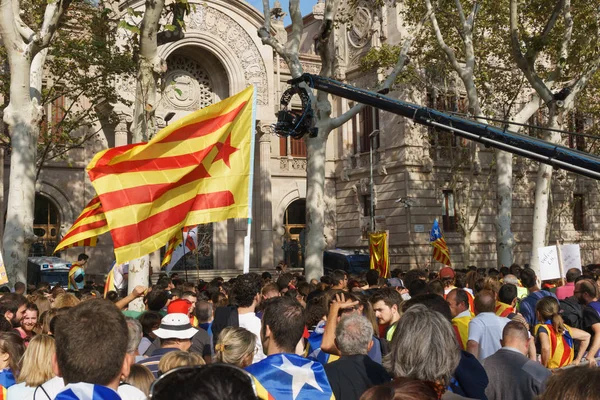 Barcelone Catalogne Espagne Septembre 2017 Émeutes Peuple Catalan Protestant Pour — Photo
