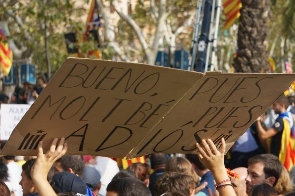 Barcelone Catalogne Espagne Septembre 2017 Émeutes Peuple Catalan Protestant Pour — Photo