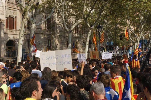 Barcelona Catalonia Spain September 2017 Riots Catalan People Protesting Spanish — Stock Photo, Image