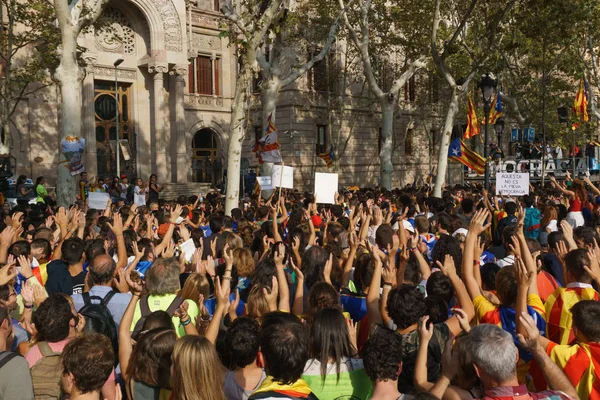 Barcelona Catalunha Espanha Setembro 2017 Tumultos Catalães Protestando Pela Decisão — Fotografia de Stock