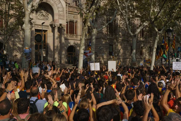 Barcelona Catalunha Espanha Setembro 2017 Tumultos Catalães Protestando Pela Decisão — Fotografia de Stock