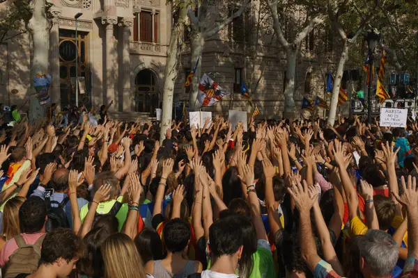 Barcelone Catalogne Espagne Septembre 2017 Émeutes Peuple Catalan Protestant Pour — Photo