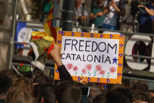 Barcelona Catalunha Espanha Setembro 2017 Tumultos Catalães Protestando Pela Decisão — Fotografia de Stock