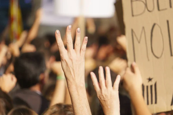 Barcelona Catalonia Spain September 2017 Riots Catalan People Protesting Spanish — Stock Photo, Image