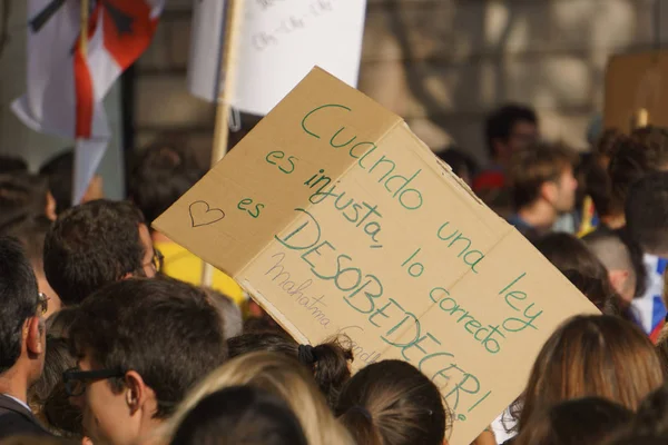 Barcelona Cataluña España Septiembre 2017 Disturbios Del Pueblo Catalán Protestan —  Fotos de Stock