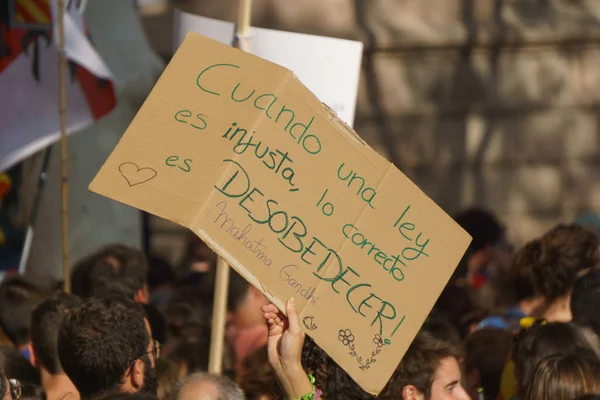 Barcelona Catalunha Espanha Setembro 2017 Tumultos Catalães Protestando Pela Decisão — Fotografia de Stock