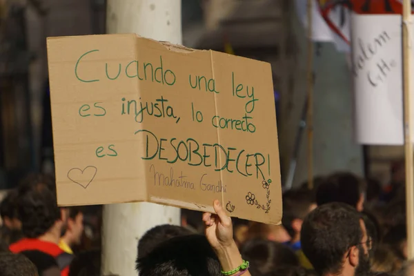 Barcelona Katalánsko Španělsko Září 2017 Nepokoje Katalánská Lidí Protestuje Španělská — Stock fotografie