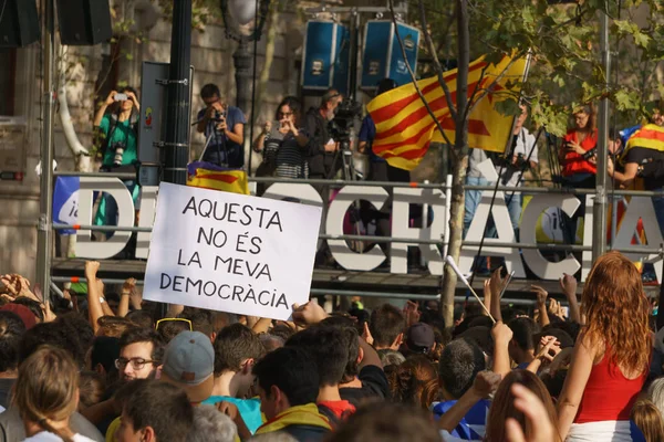 Barcelona, Katalonya, İspanya, 21 Eylül 2017: Ayaklanmalar Katalan insanlar için İspanyol hükümeti karar referandum hakkında-catalunya'nın bağımsızlığını protesto