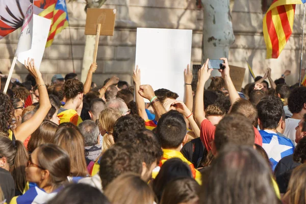 Barcelone Catalogne Espagne Septembre 2017 Émeutes Peuple Catalan Protestant Pour — Photo