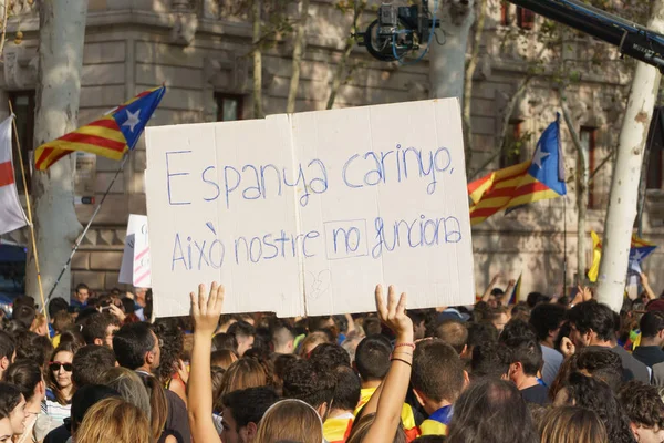 Barcelona, Katalonya, İspanya, 21 Eylül 2017: Ayaklanmalar Katalan insanlar için İspanyol hükümeti karar referandum hakkında-catalunya'nın bağımsızlığını protesto