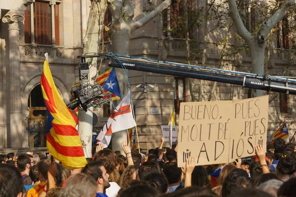 Barcelona Cataluña España Septiembre 2017 Disturbios Del Pueblo Catalán Protestan — Foto de Stock