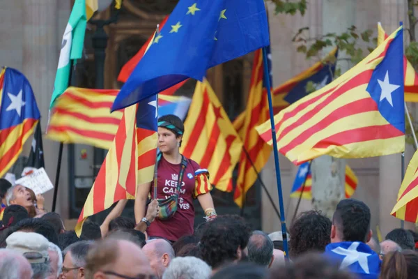 Barcelona, Katalonya, İspanya, 21 Eylül 2017: Ayaklanmalar Katalan insanlar için İspanyol hükümeti karar referandum hakkında-catalunya'nın bağımsızlığını protesto