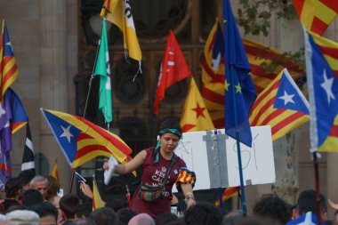 Barcelona, Katalonya, İspanya, 21 Eylül 2017: Ayaklanmalar Katalan insanlar için İspanyol hükümeti karar referandum hakkında-catalunya'nın bağımsızlığını protesto