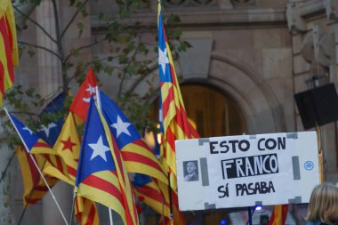 Barcelona, Katalonya, İspanya, 21 Eylül 2017: Ayaklanmalar Katalan insanlar için İspanyol hükümeti karar referandum hakkında-catalunya'nın bağımsızlığını protesto