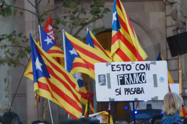 Барселона Каталонія Іспанії Вересня 2017 Вуличні Заворушення Каталанська Людей Які — стокове фото