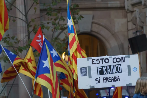 Barcelona, Katalonya, İspanya, 21 Eylül 2017: Ayaklanmalar Katalan insanlar için İspanyol hükümeti karar referandum hakkında-catalunya'nın bağımsızlığını protesto