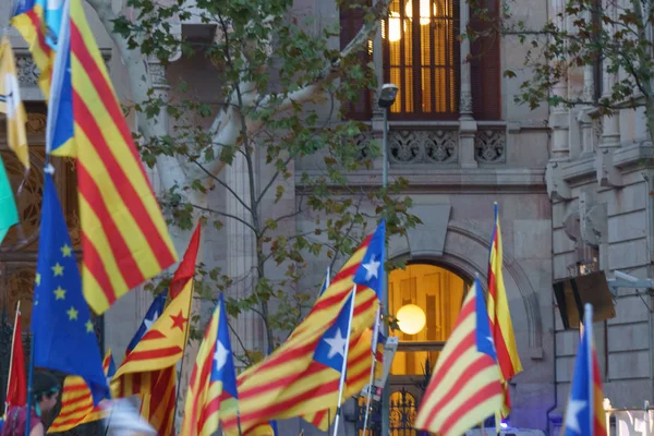 Βαρκελώνη Καταλονία Ισπανία Σεπτεμβρίου 2017 Ταραχές Καταλανικά Ανθρώπων Που Διαμαρτύρονται — Φωτογραφία Αρχείου