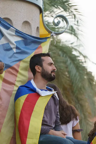 Барселона Каталонія Іспанія Вересня 2017 Люди Ралі Підтримку Незалежності Каталонії — стокове фото