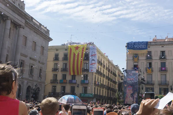Барселона Каталония Сентября 2017 Года Люди Время Празднования Барселоне Требуя — стоковое фото