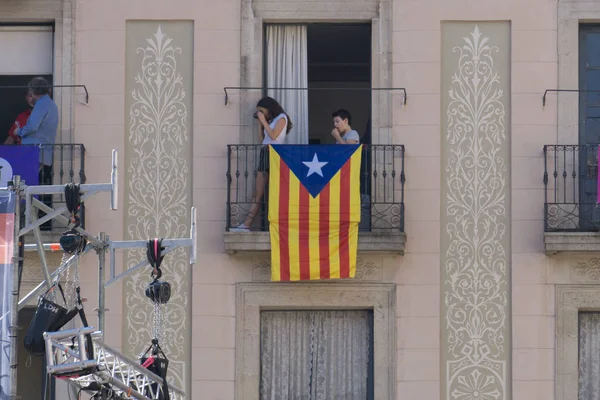 Barcelona, İspanya, 24 Eylül 2017: La Merce kutlamada açık city hall sırasında Barcelona'da Castellers