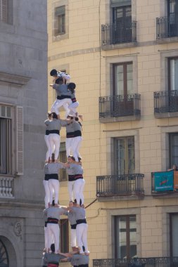 Barcelona, İspanya, 24 Eylül 2017: La Merce kutlamada açık city hall sırasında Barcelona'da Castellers