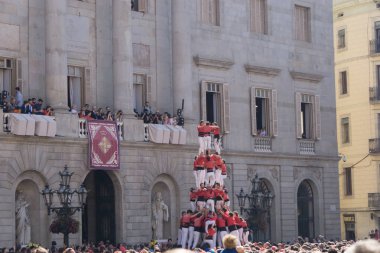 Barcelona, İspanya, 24 Eylül 2017: La Merce kutlamada açık city hall sırasında Barcelona'da Castellers