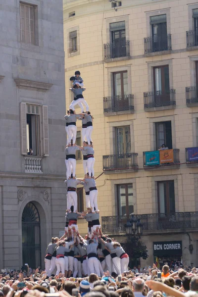 Barcelona Catalonia September 2017 Castellers Barcelona Celebration Merce Front City — Stock Photo, Image