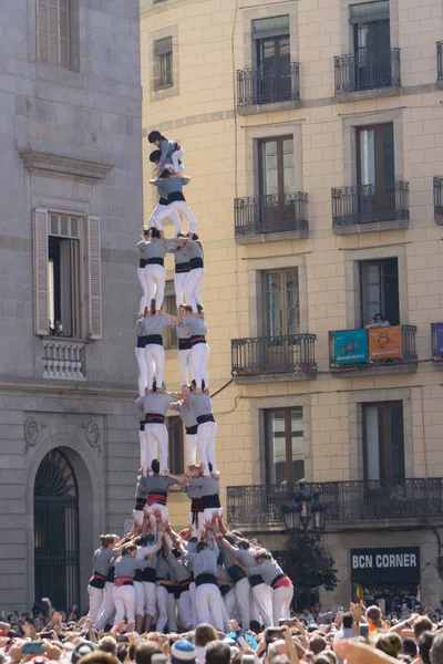 Barcelona, İspanya, 24 Eylül 2017: La Merce kutlamada açık city hall sırasında Barcelona'da Castellers