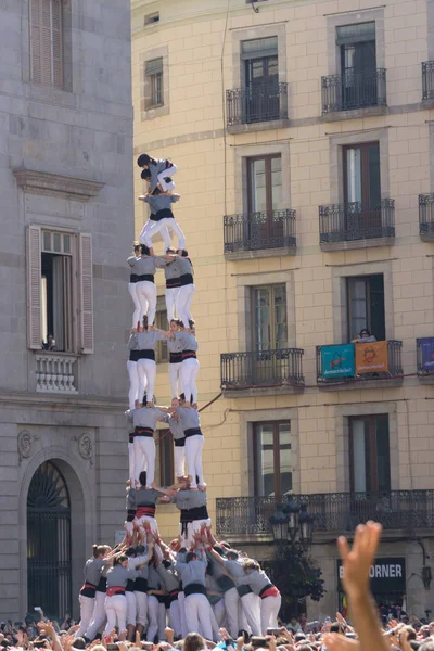 Barcelona, İspanya, 24 Eylül 2017: La Merce kutlamada açık city hall sırasında Barcelona'da Castellers