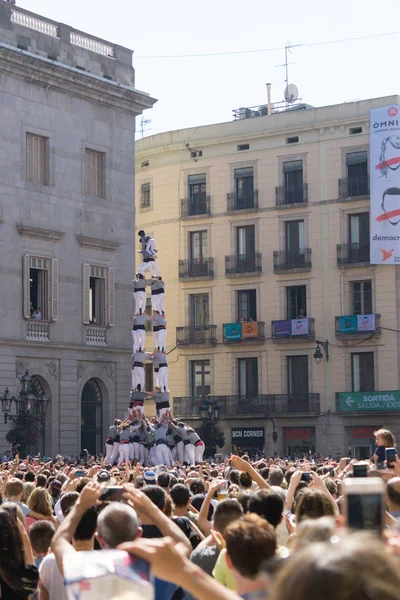 Barcelona, İspanya, 24 Eylül 2017: La Merce kutlamada açık city hall sırasında Barcelona'da Castellers