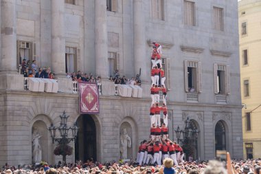 Barcelona, İspanya, 24 Eylül 2017: La Merce kutlamada açık city hall sırasında Barcelona'da Castellers