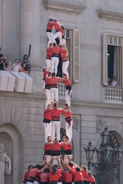 Barcelona, İspanya, 24 Eylül 2017: La Merce kutlamada açık city hall sırasında Barcelona'da Castellers