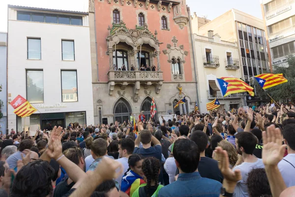 Granollers Katalonien Spanien Oktober 2017 Paceful Människor Protest Mot Spanska — Stockfoto