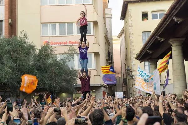Гранольерс Каталония Испания Октября 2017 Года Спокойные Люди Знак Протеста — стоковое фото