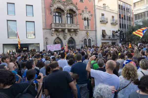 Granollers Španělsko Října 2017 Paceful Lidí Protest Proti Španělské Policejní — Stock fotografie