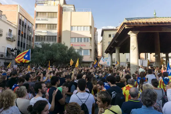 Granollers Katalonien Spanien Oktober 2017 Paceful Människor Protest Mot Spanska — Stockfoto