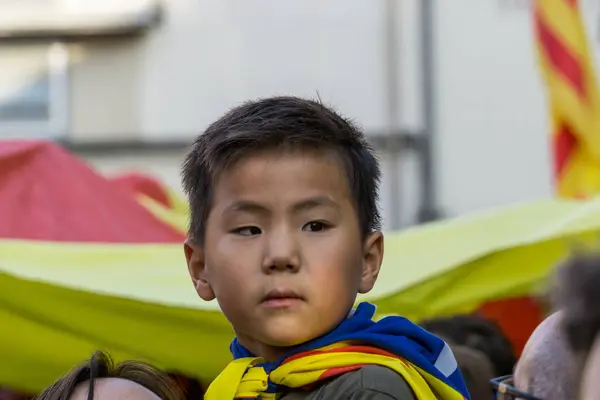 Granollers Cataluña España Octubre 2017 Retrato Infantil Durante Protesta Contra —  Fotos de Stock