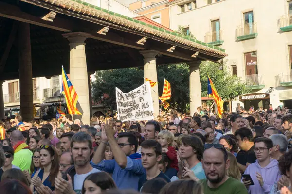 Granollers Katalonien Spanien Oktober 2017 Paceful Människor Protest Mot Spanska — Stockfoto