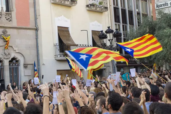 Granollers Španělsko Října 2017 Paceful Lidí Protest Proti Španělské Policejní — Stock fotografie
