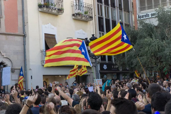 Granollers Španělsko Října 2017 Paceful Lidí Protest Proti Španělské Policejní — Stock fotografie