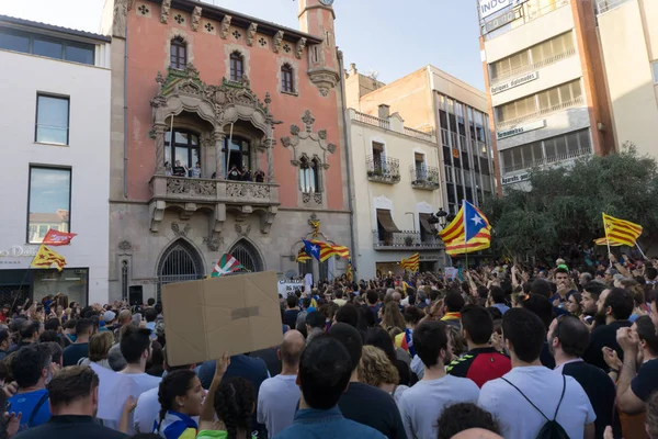 Granollers Katalonien Spanien Oktober 2017 Paceful Människor Protest Mot Spanska — Stockfoto