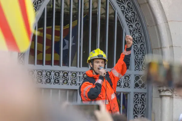 Granollers Katalonya Spanya Ekim 2017 Paceful Insanlar Firemfighters Protesto Karşı — Stok fotoğraf