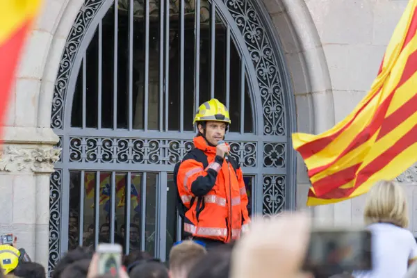 Granollers Katalonya Spanya Ekim 2017 Paceful Insanlar Firemfighters Protesto Karşı — Stok fotoğraf