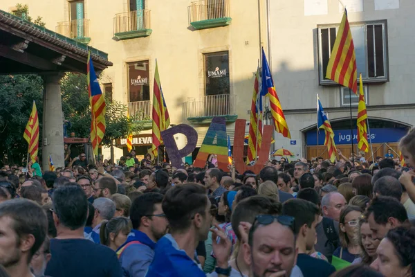 Granollers Catalogna Spagna Ottobre 2017 Persone Pacifiche Protesta Contro Intervento — Foto Stock