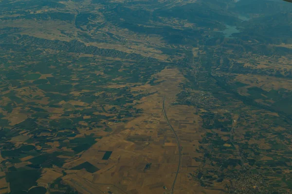 Luftaufnahme Der Landschaft Aus Dem Flugzeug Morgen — Stockfoto