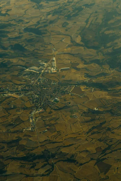 Vista Aérea Relevo Paisagem Avião — Fotografia de Stock