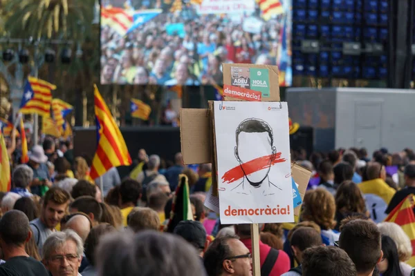Barcelone Catalogne Espagne Octobre 2017 Les Gens Soutien Rassemblement Pour — Photo