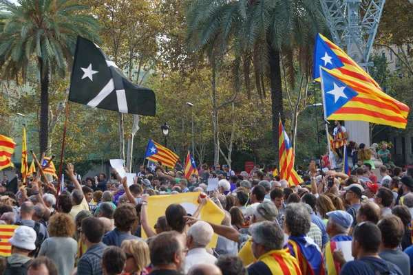 Barcelona Katalonien Spanien Oktober 2017 Menschen Auf Einer Kundgebung Für — Stockfoto