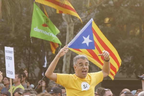 Barcelona Cataluña España Octubre 2017 Personas Apoyo Independencia Catalunya Passeig — Foto de Stock